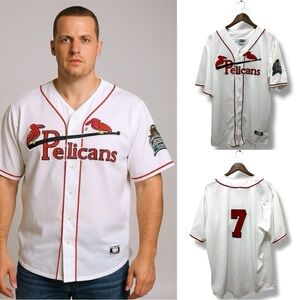 244 OT Sports | NWOT Vintage White Pelicans Zephyrs Baseball Jersey (Sz 48,XL)